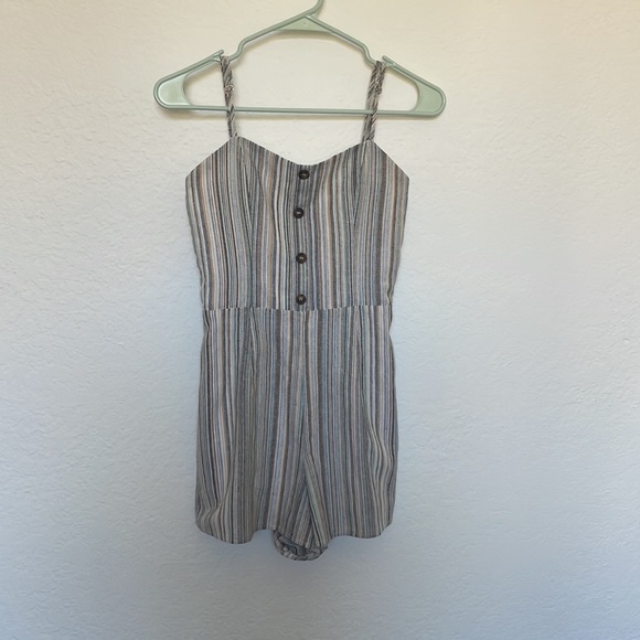 Lulus Essential Essence Blue Multi Striped Tie-Back Romper - XS - Picture 15 of 15